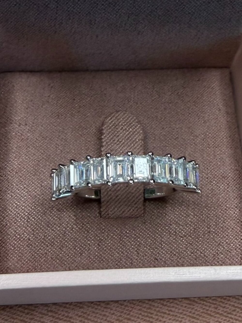 3.4 ct Marquise Cut Moissanite .925 Sterling Silver Eternity Band - Sz 8